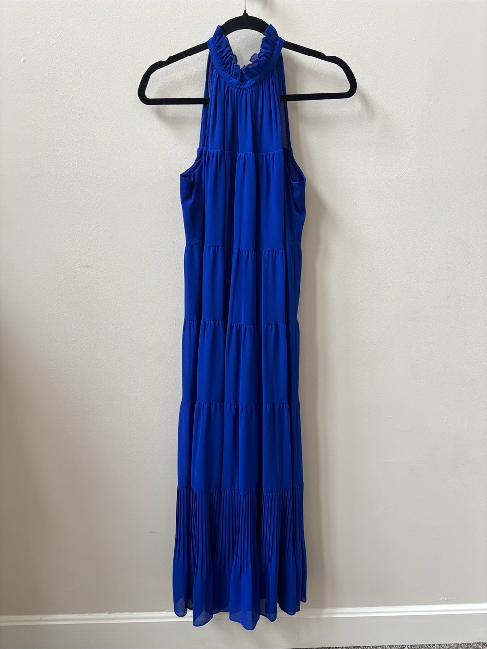 Alex Marie Cobalt Blue Halter Maxi Dress with Neck Tie